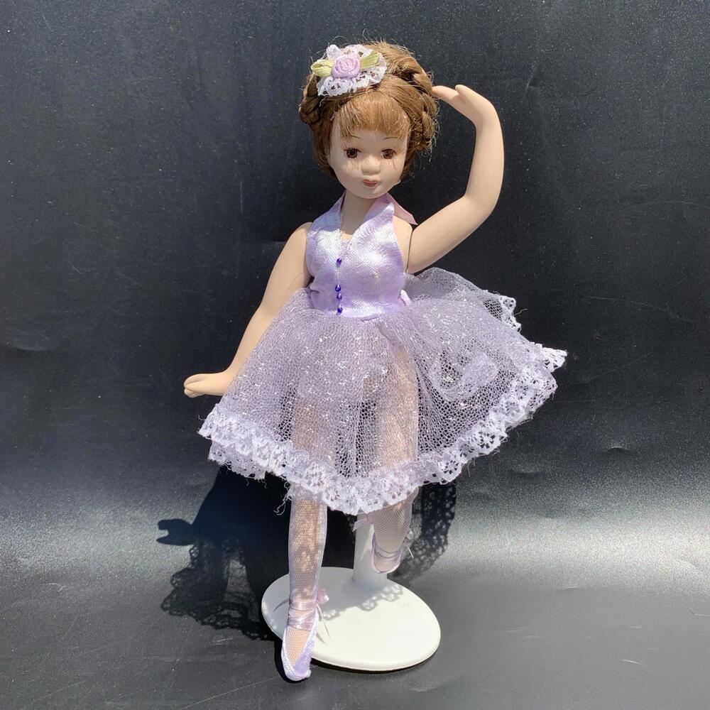 Vintage  Porcelain Ballerina Doll 10” Purple